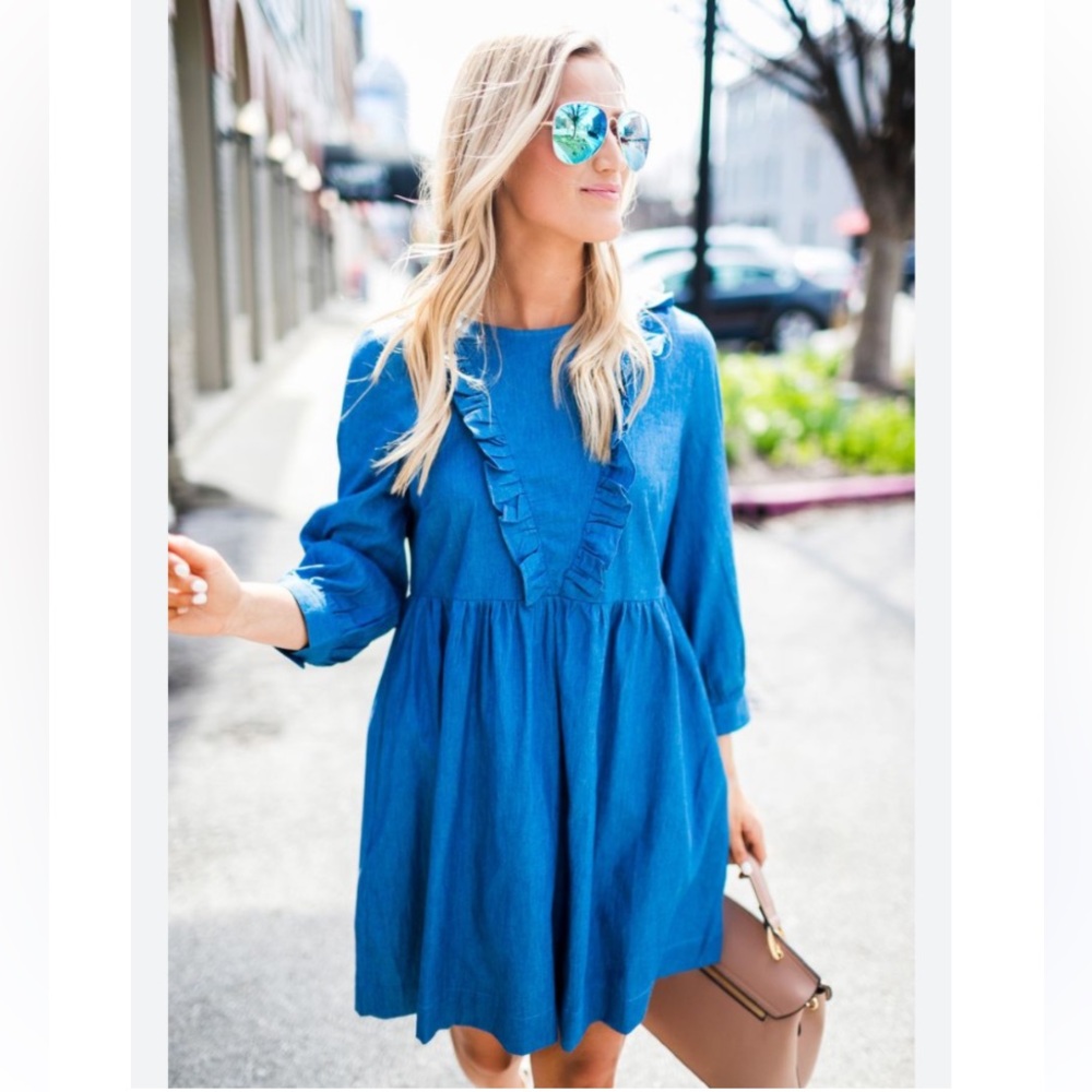 Listicle blue chambray mini dress S